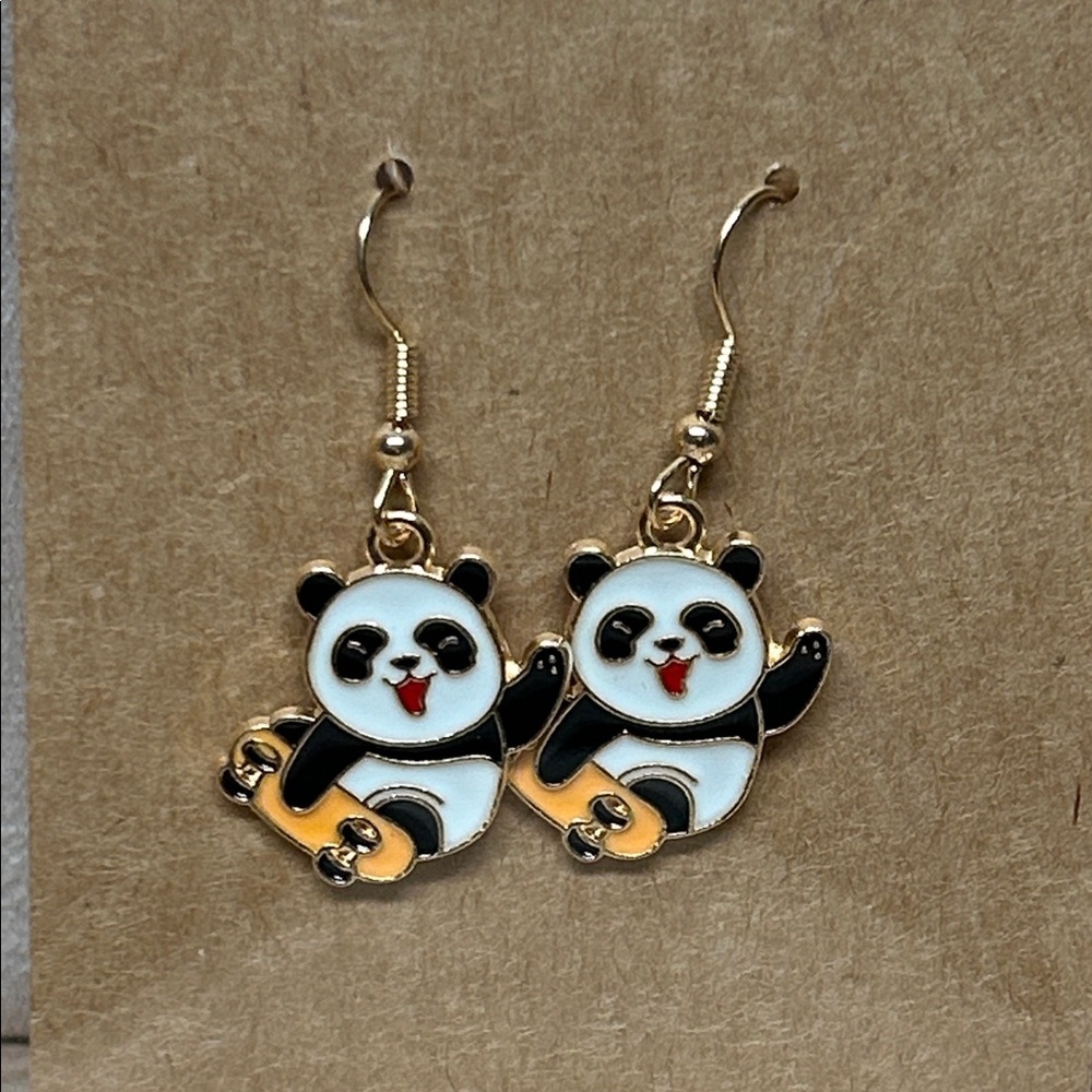 Cute Panda Skateboard dangle Earrings